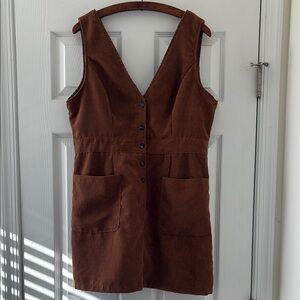 Cottagecore SHEIN Brown Corduroy Mini Dress Cabincore Grunge